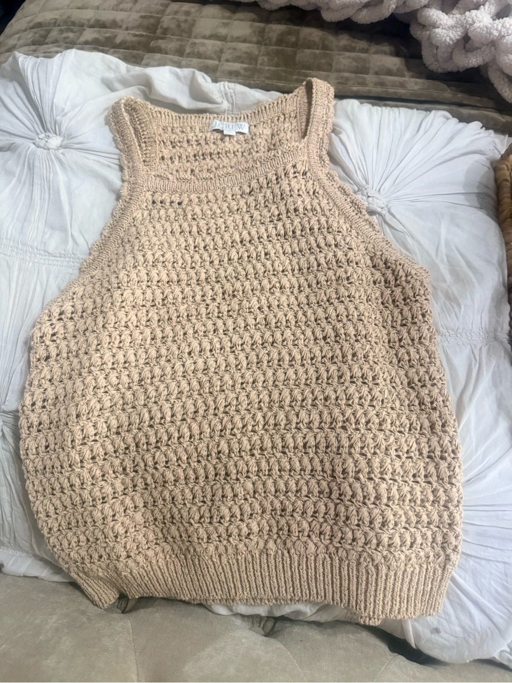 J. Crew Montauk Crochet Tank Top - Beige XL - Picture 2 of 6